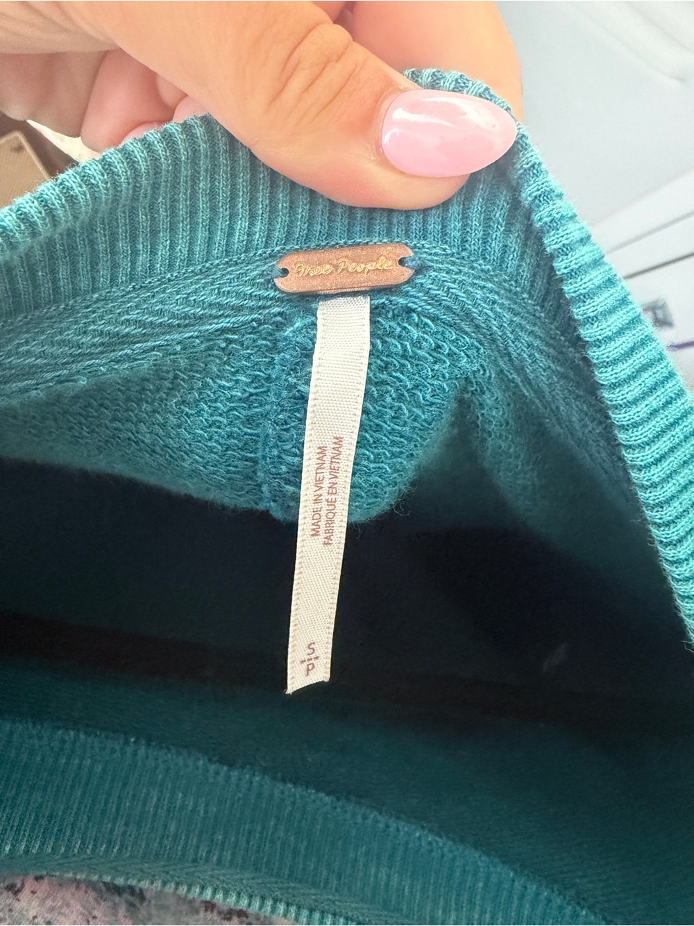 Free People Teal Knit Pullover - Picture 3 of 3